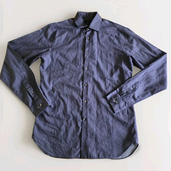John Varvatos Shirt Men 16 Multicolor Geo Pattern Fitted LS Cotton Luxe USA Made - Picture 1 of 15